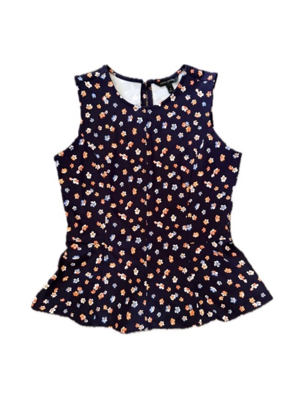 Banana Republic Factory Navy Floral Peplum Tank
